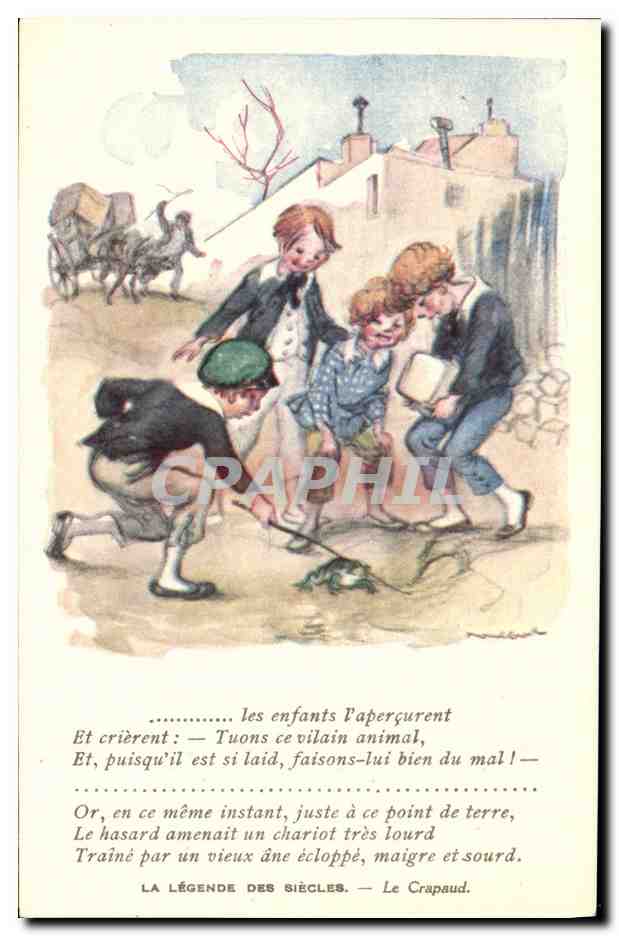 CPA Fantaisie Illustrateur Poulbot Victor Hugo La legende des siecles Le Crapaud Grenouille