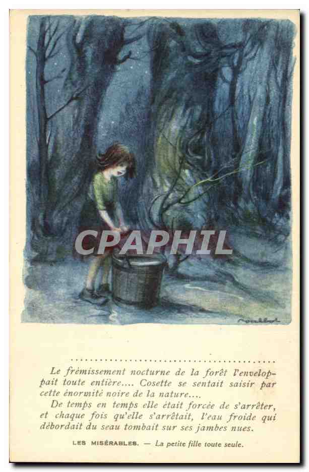 CPA Fantaisie Illustrateur Poulbot Victor Hugo Les Miserables La petite fille toute seule