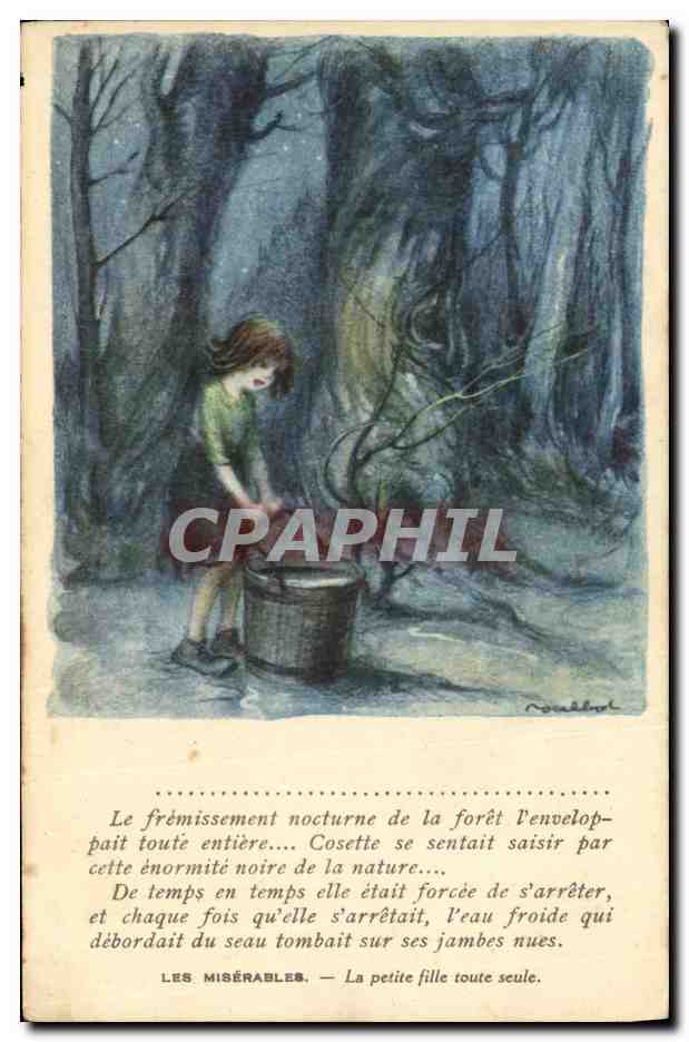 CPA Fantaisie Illustrateur Poulbot Victor Hugo Les Miserables La petite fille toute seule