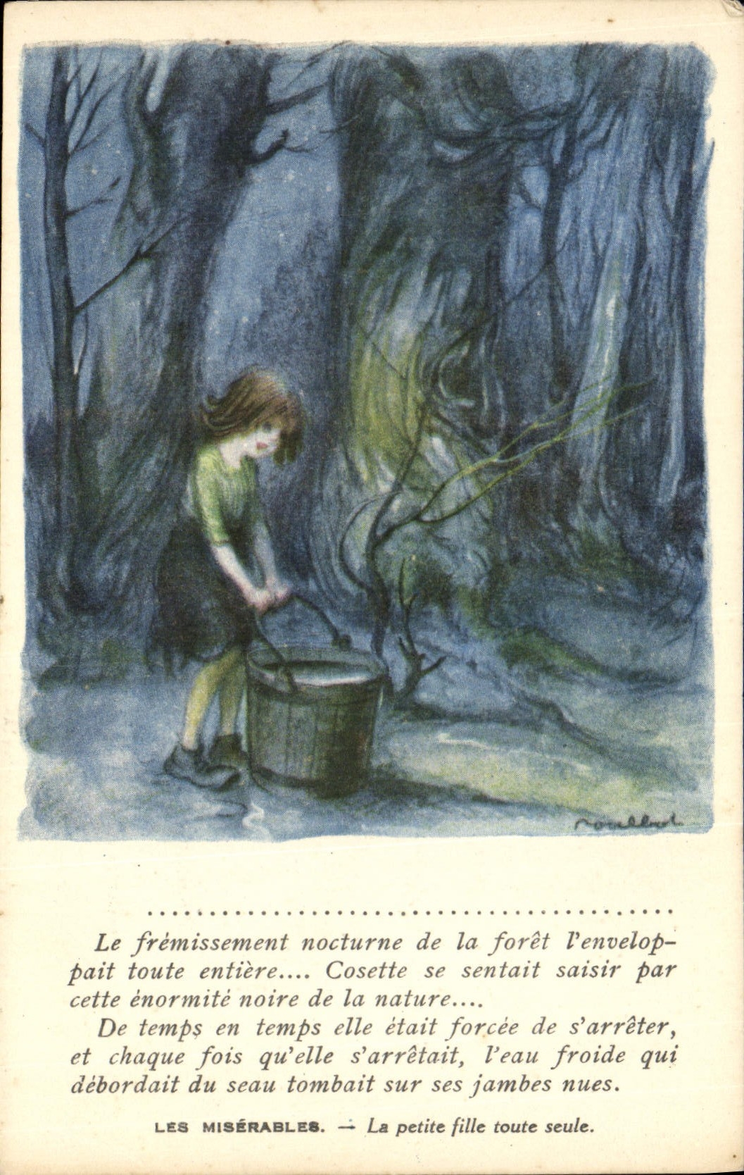 CPA Fantaisie Illustrateur Poulbot Victor Hugo Les Miserables La petite fille toute seule