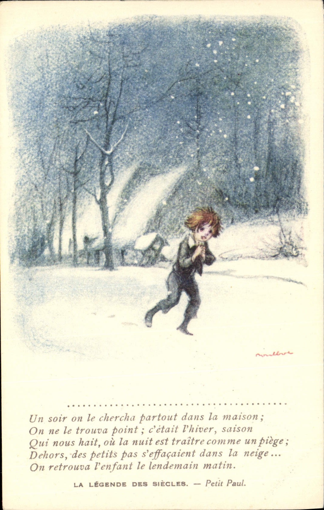 CPA Fantaisie Illustrateur Poulbot Victor Hugo La legende des siecles Petit Paul
