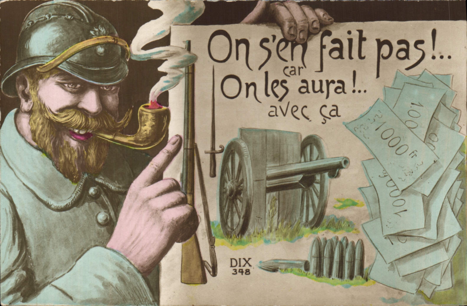 CPA Monnaies Poilu On s'en fait pas Billets 