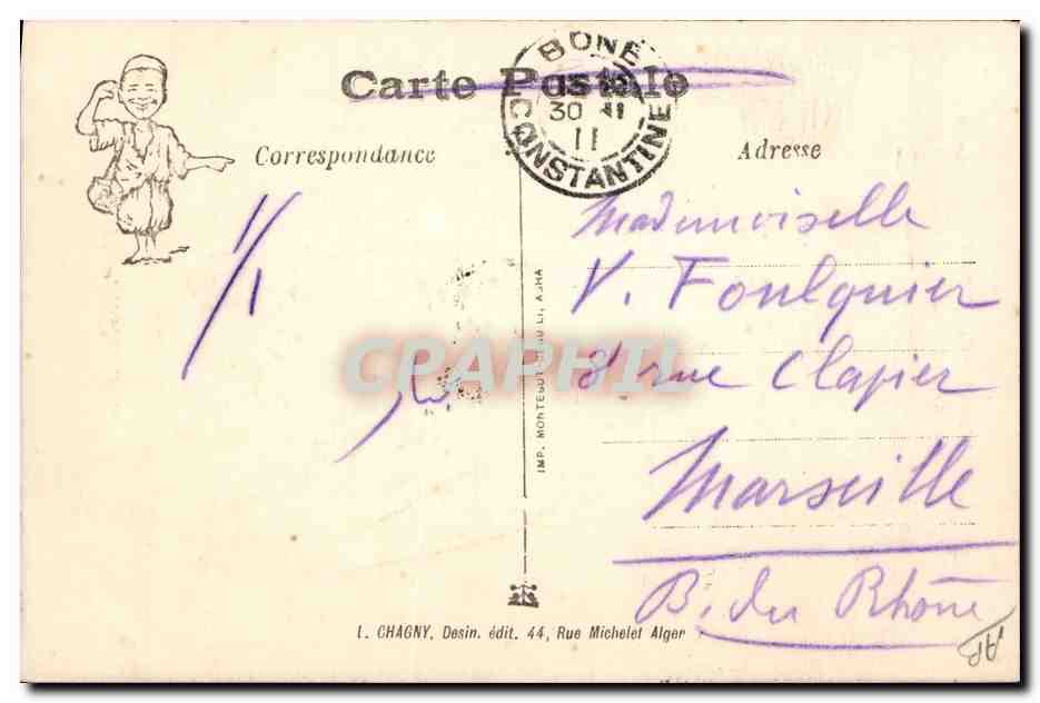 En Rhamadan — caricature d'un homme mangeant — L. Chagny, édit. 44, Rue Michelet Alger — Reverso