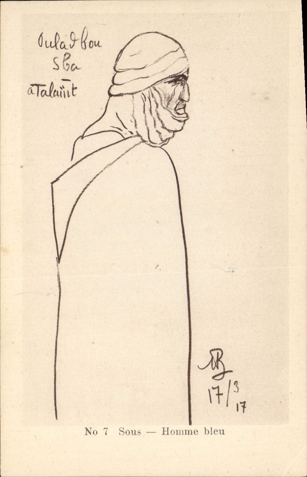Homme bleu — No 7 Sous — Homme bleu — croquis Marocains