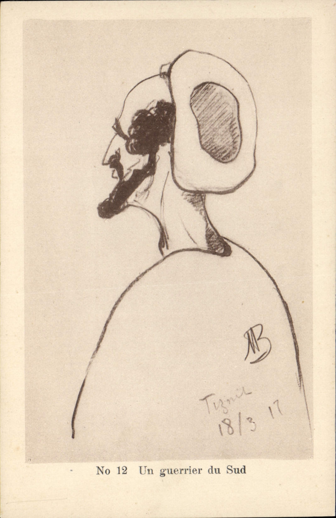 CPA Orientalisme Un guerrier du Sud Croquis marocains