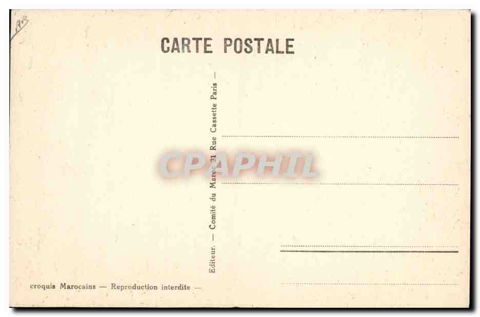 CPA Orientalisme Un guerrier du Sud Croquis marocains — Rückseite