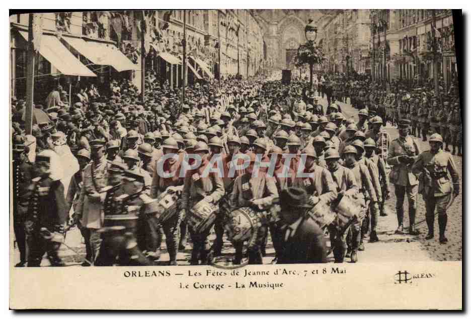 CPA Militaria Orleans Les Fetes de Jeanne d'Arc Le cortege la musique
