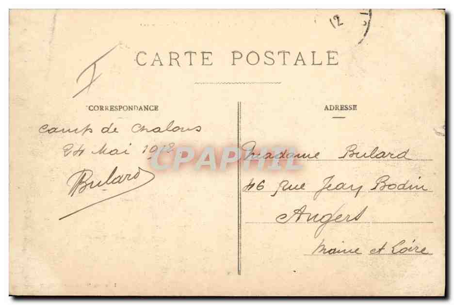 Camp de Châlons - Un Coin du Campement — Librairie Militaire Linden, Montreuil — Verso