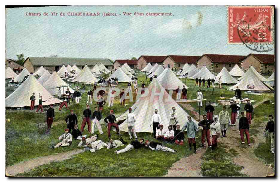 CPA Militaria Champ de tir de Chambaran Vue d'un campement