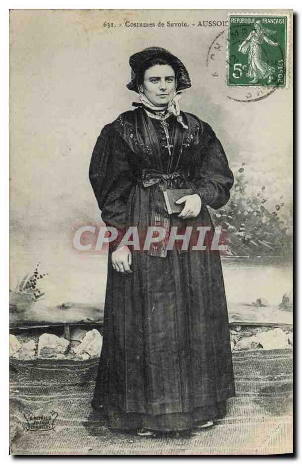 CPA Folklore Costumes de Savoie Aussoire 