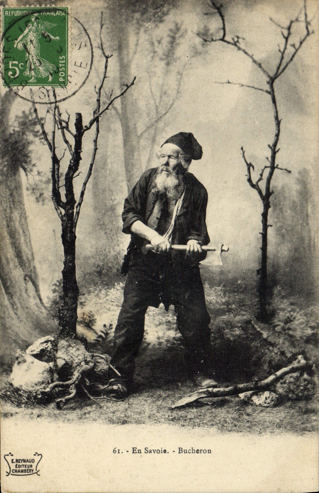CPA Folklore Savoie Bucheron 