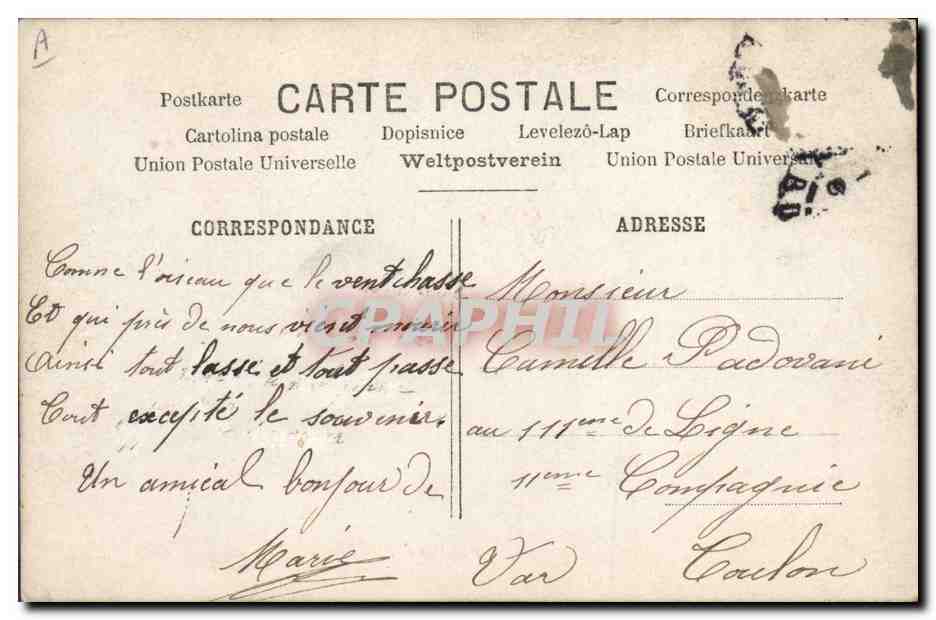 CPA Le Secret des timbres Semeuse — Rückseite