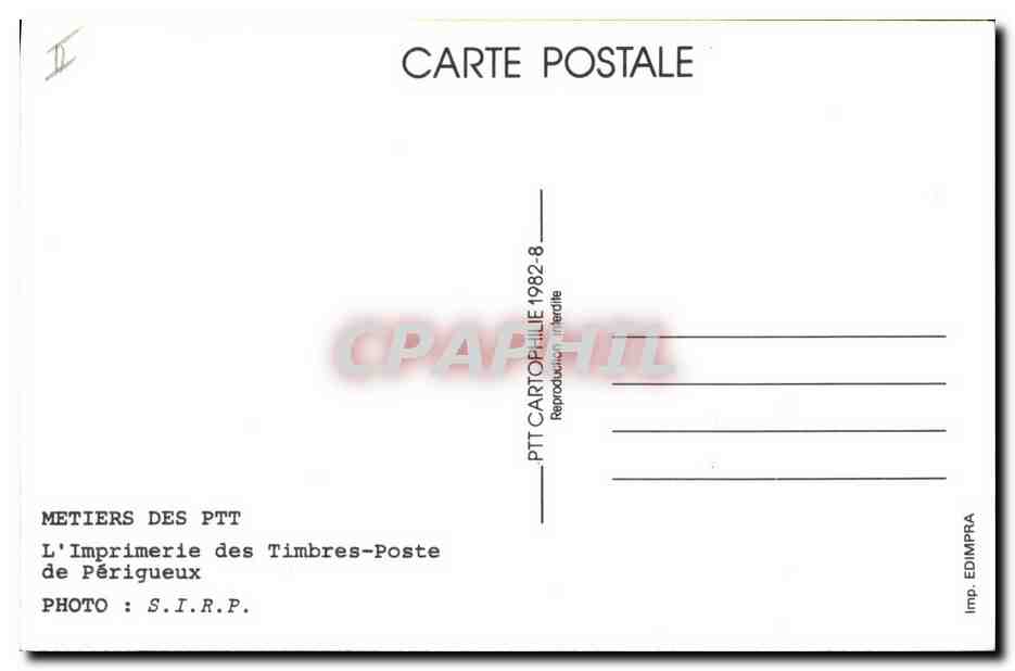 CPM Realisation des timbres poste Polissage d'un element de cylindre — Rückseite