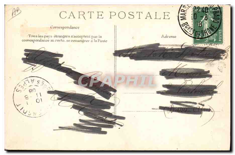 CPA Les timbres et leur langage Semeuse — Rückseite