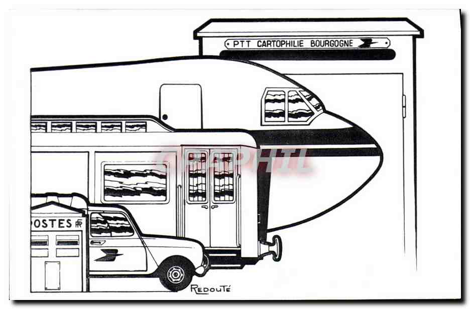 CPM PTT Cartophilie Bourgogne Avion Train Boite aux lettres