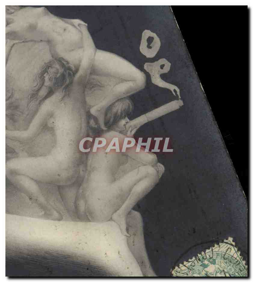 CPA Surrealisme Gourmand Femmes Tabac Cigarettes