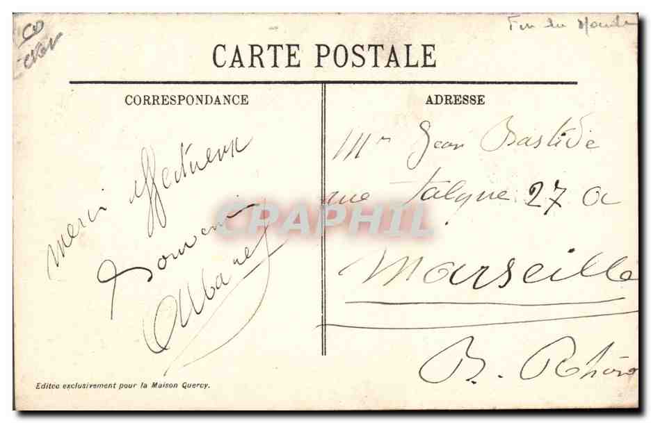La Comète de Halley, vue du Sommet du Mont Blanc — édition Maison Quercy, n° non visible — Verso