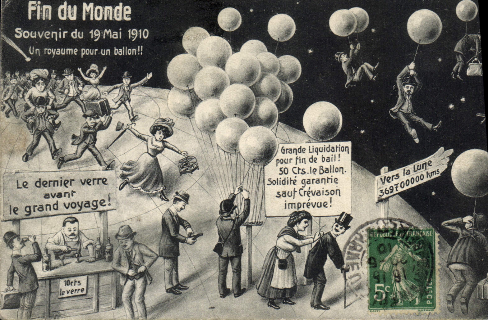 CPA Surrealisme Fin du monde le 19 mai 1910 Un royaume pour un ballon