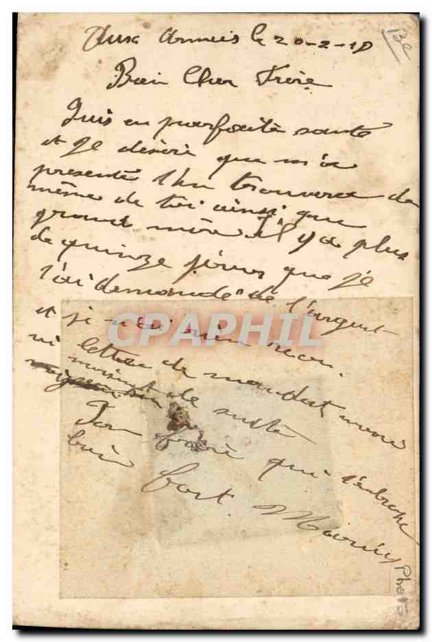 CPA Fantaisie Photographie Homme Maurice Fromenty  — Rückseite