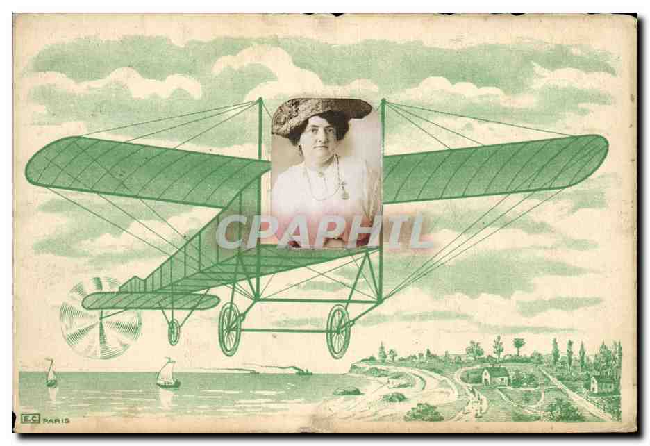 CPA Fantaisie Photographie Femme Avion 