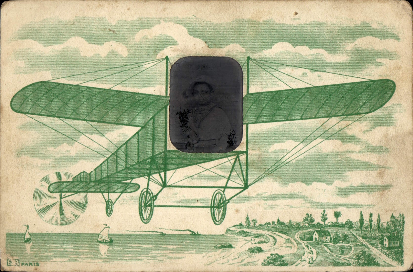 CPA Fantaisie Photographie Homme Avion 