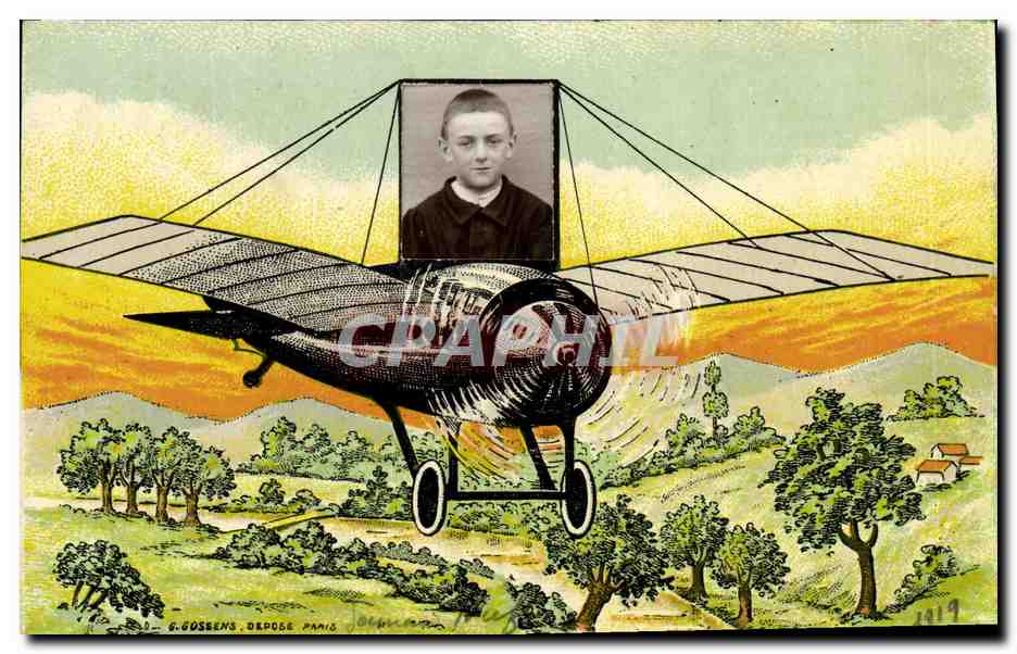 CPA Fantaisie Photographie Enfant Avion Germain Nief
