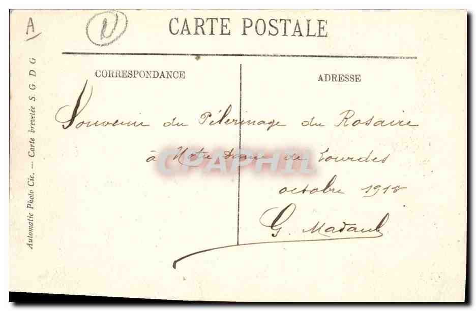 CPA Fantaisie Photographie Homme Lourdes — Verso