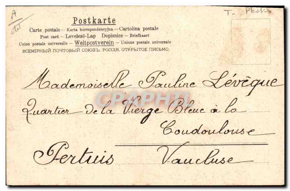 CPA Fantaisie Photographie Couple — Verso