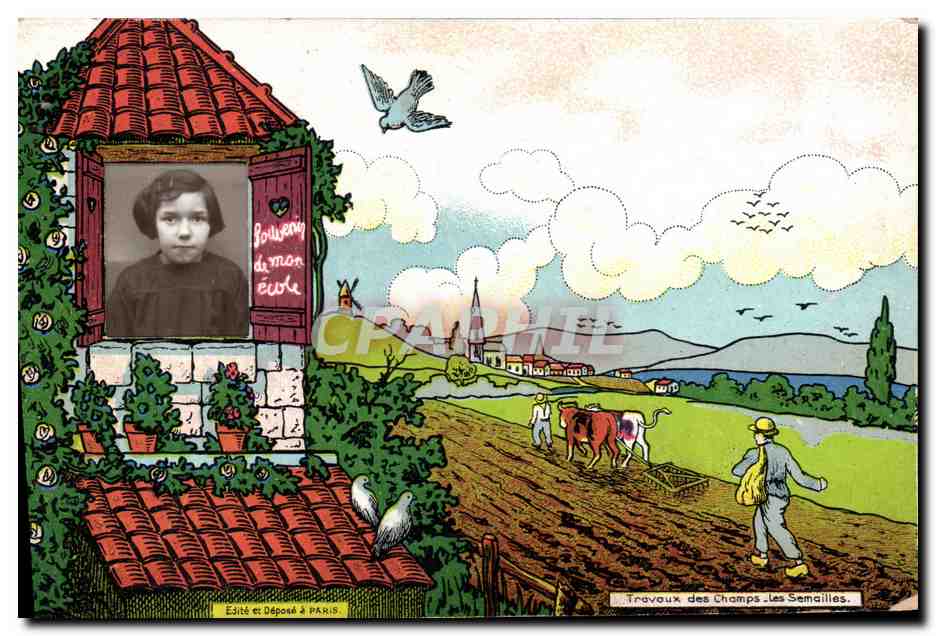 CPA Fantaisie Photographie Enfant Travaux des Champs Les semailles