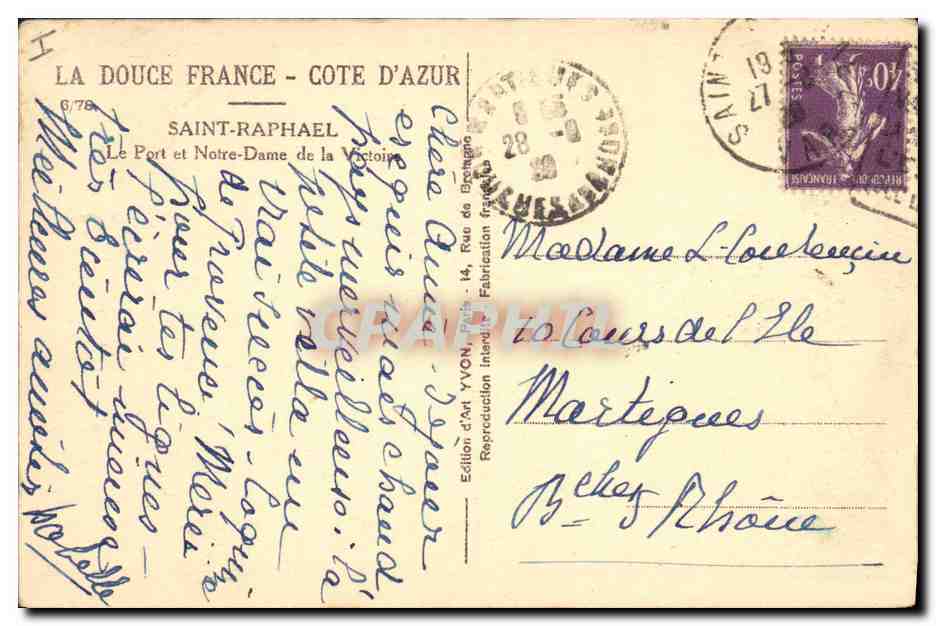 Toulon — Port et Notre-Dame de la Victoire — Édition d'Art Yvon, n°6/78 — Reverso