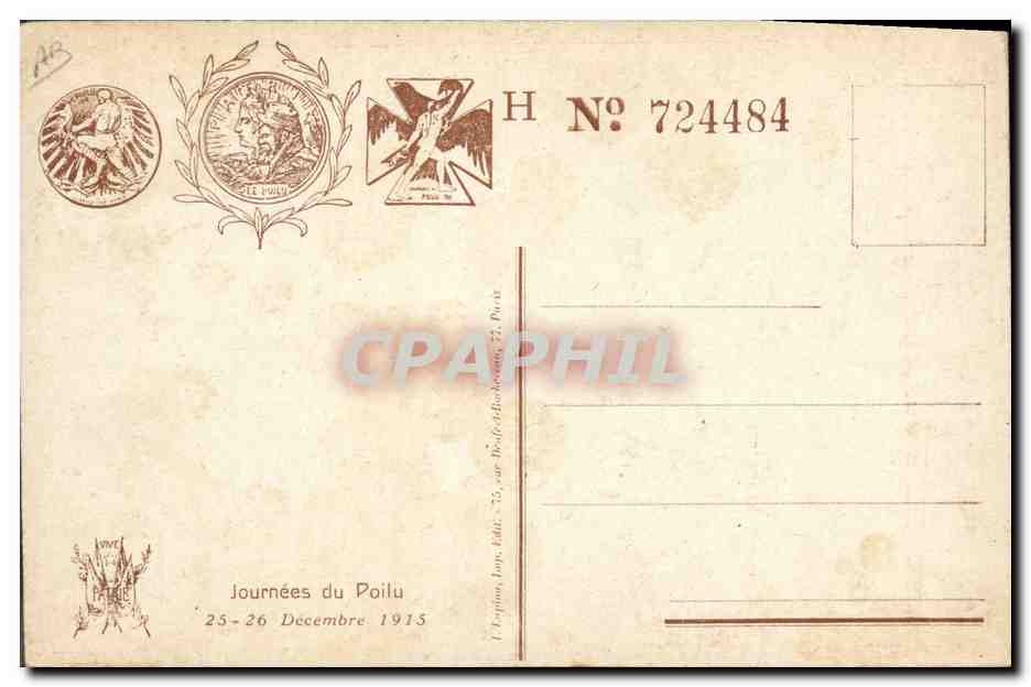 CPA Fantaisie Illustrateur Poulbot Journee du Poilu 25 et 26 decembre 1915  — Rückseite