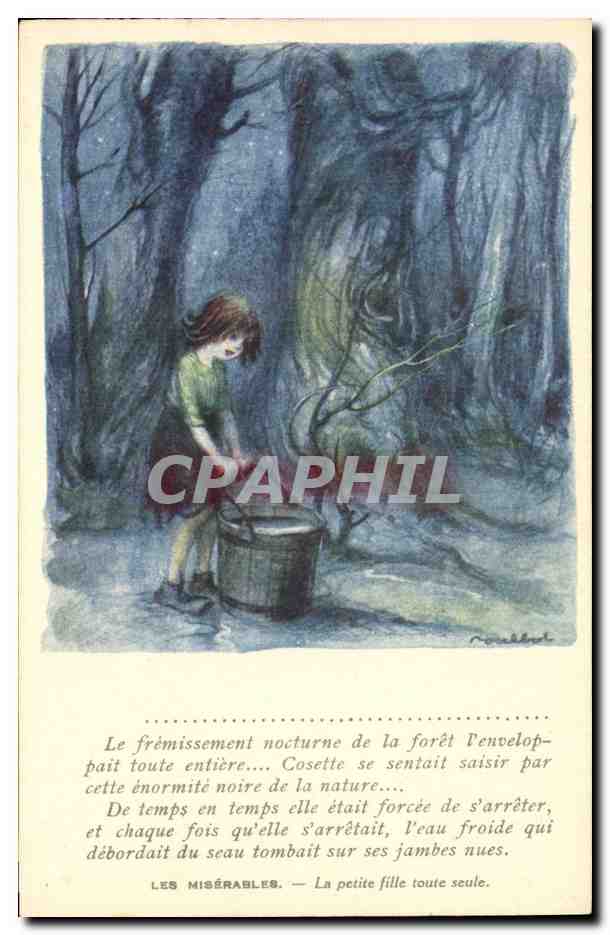 CPA Fantaisie Illustrateur Poulbot Victor Hugo Les Miserables La petite fille toute seule 