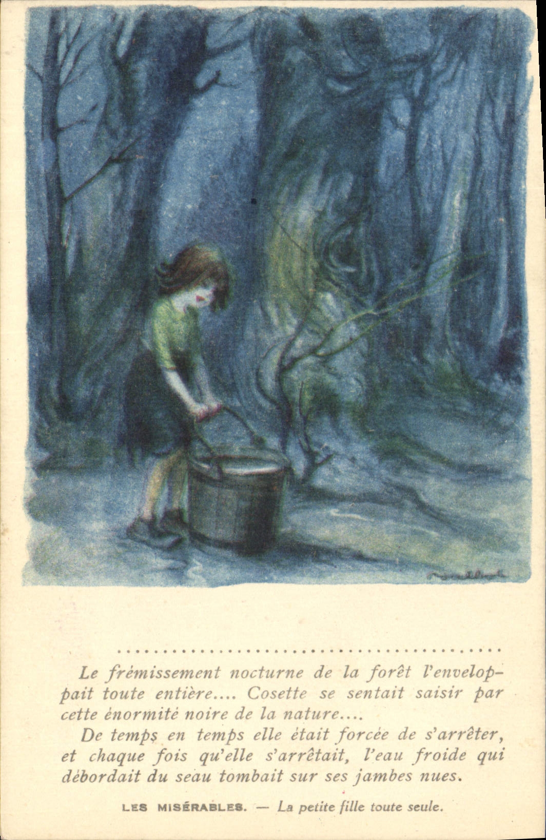 CPA Fantaisie Illustrateur Poulbot Victor Hugo Les Miserables La petite fille toute seule