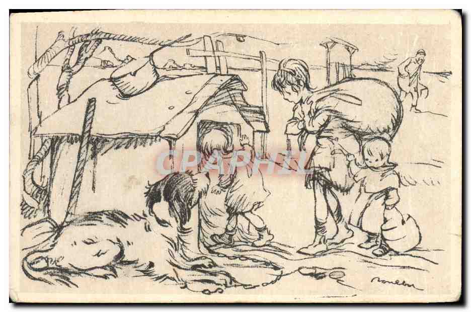 CPA Fantaisie Illustrateur Poulbot Chien 