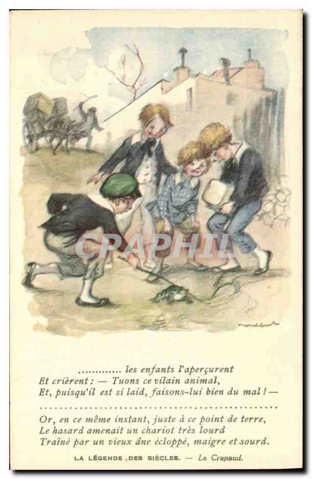 CPA Fantaisie Illustrateur Poulbot Victor Hugo La legende des siecles Le crapaud 