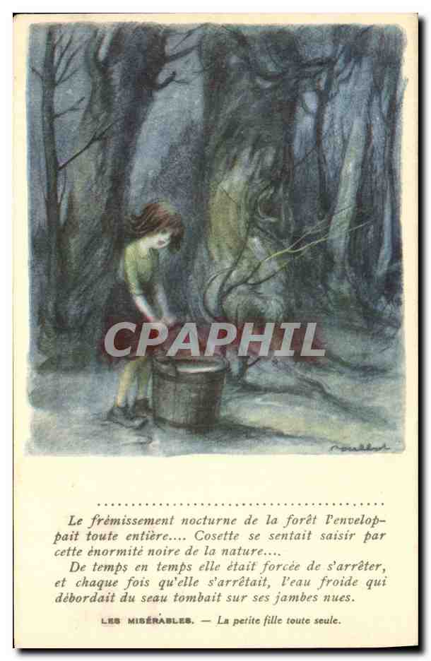 CPA Fantaisie Illustrateur Poulbot Victor Hugo Les miserables La petite fille toute seule 