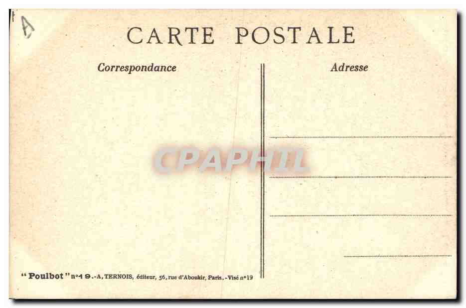 Scène de village hivernal — caricature de soldat et paysan — Poulbot n°49 — Rückseite