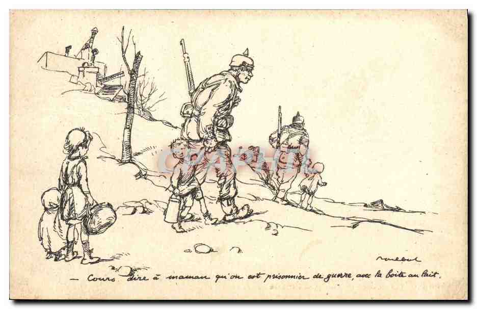 CPA Fantaisie Illustrateur Poulbot Soldat Militaria 