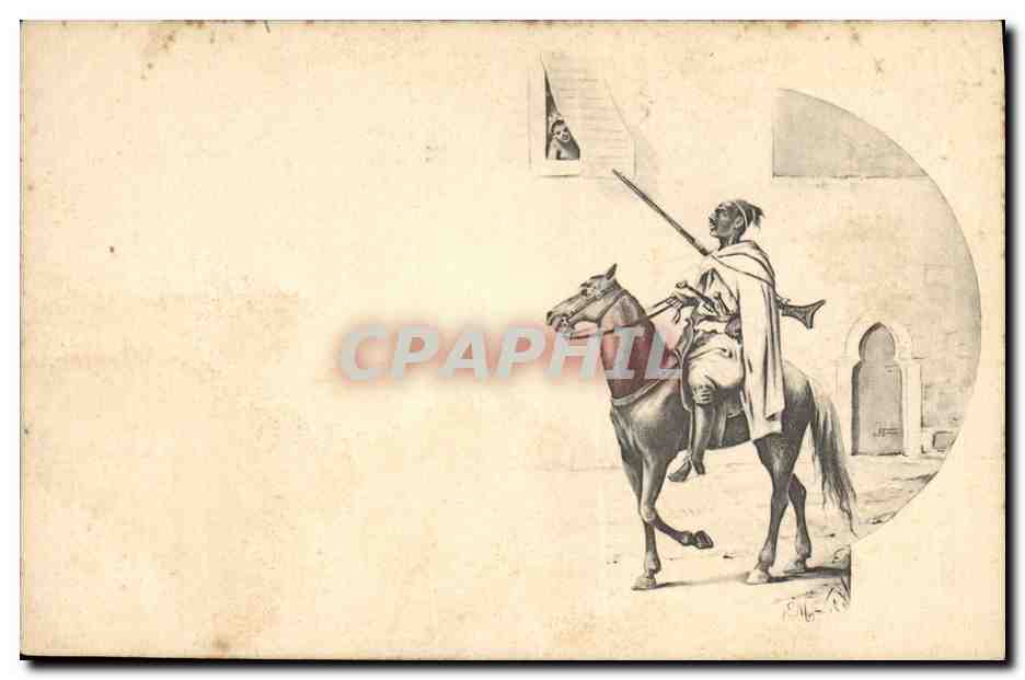 CPA Fantaisie Afrique du Nord Illustrateur Cavalier Cheval