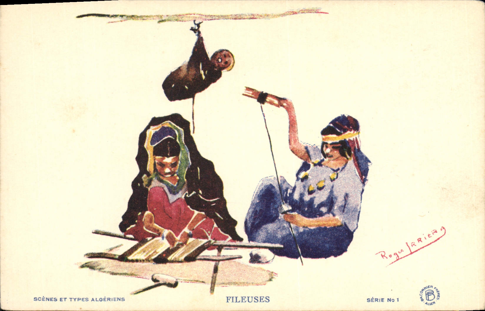 CPA Fantaisie Afrique du Nord Illustrateur Fileuses