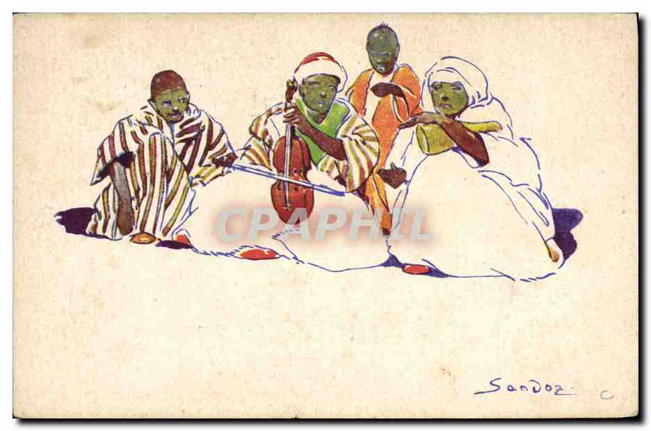 CPA Fantaisie Afrique du Nord Illustrateur Musique Musiciens