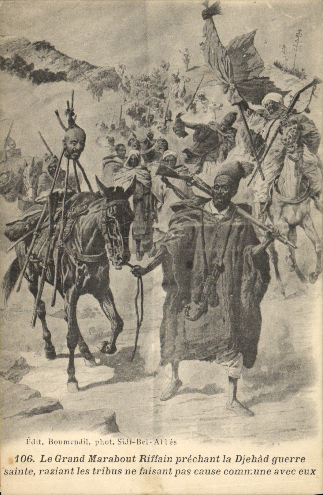 CPA Fantaisie Afrique du Nord Illustrateur Le grand marabout Riffain prechant la Djehad guerre sainte