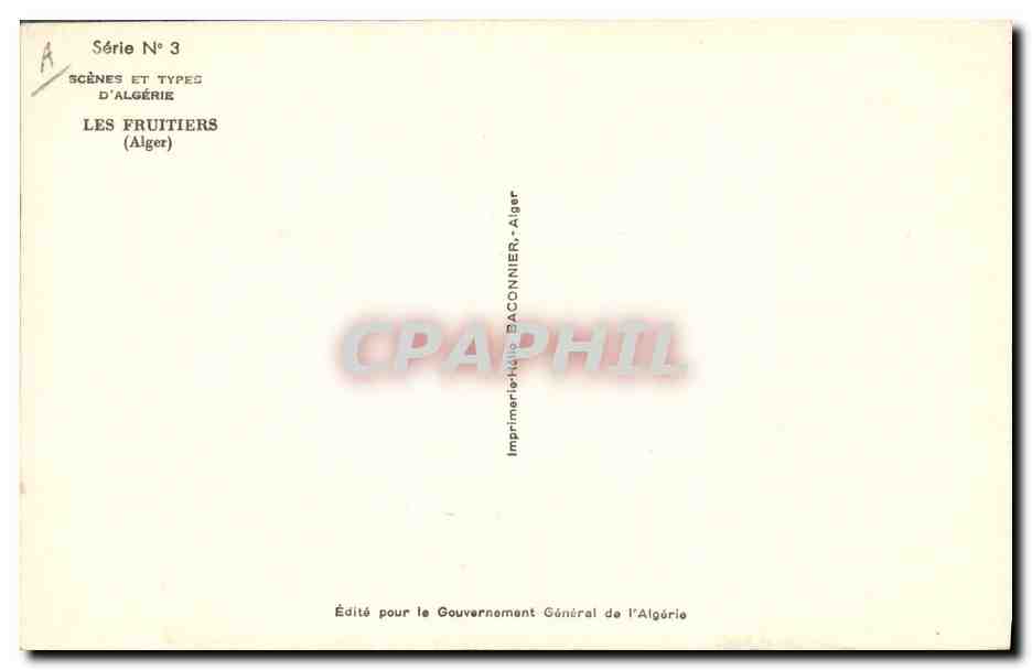CPA Fantaisie Afrique du Nord Illustrateur Algerie Les fruitiers Alger — Rückseite