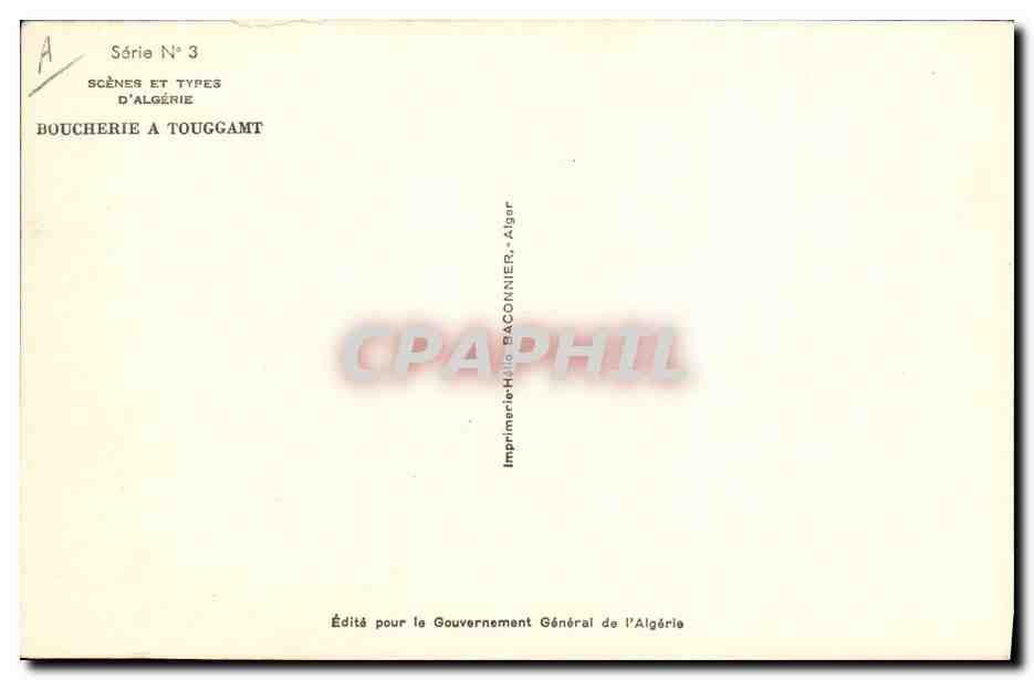 CPA Fantaisie Afrique du Nord Illustrateur Algerie Boucherie a Touggamt — Rückseite