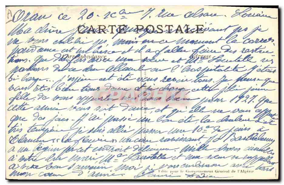 Jonge vrouw met couscous — Scènes en types uit Algerije — Rogu Jorier, Serie No 1 — Achterkant