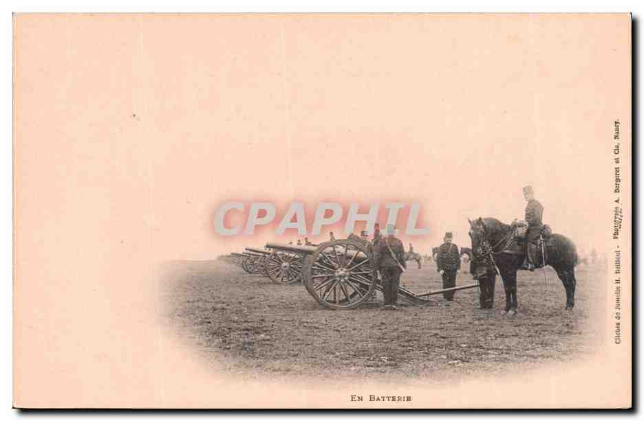 En Batterie — Canon de campagne à cheval — Clichés de Junolais H. Bullien, Nancy