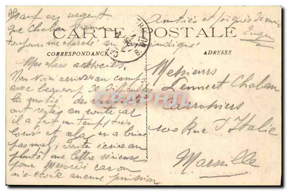 CPA Militaria Camp de Carpiagne Retour de manoeuvre — Rückseite