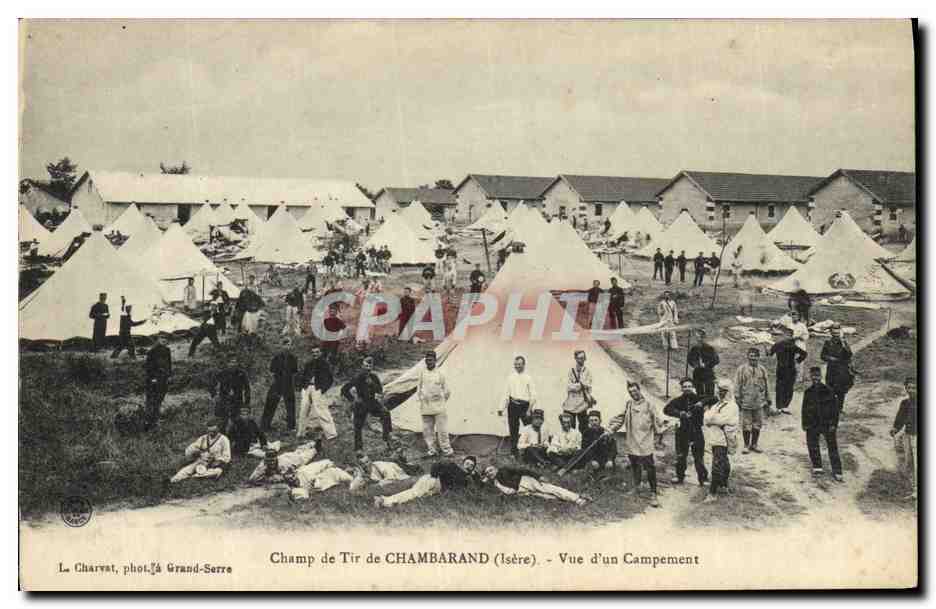 CPA Militaria Champ de tir de Chambarand Vue d'un campement