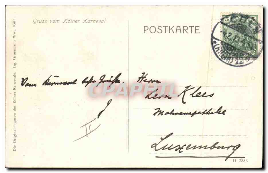 Soldat de carnaval de Cologne — Funken-Infanterist — éditeur non visible — Verso