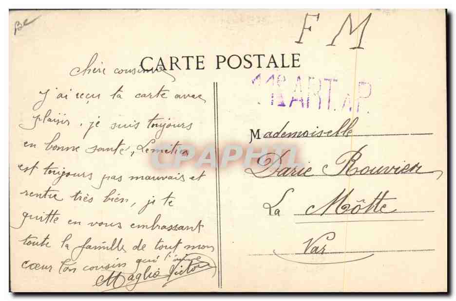 Artilleur portant un Canon sur son Affût — Imp. Pap. Chautard, Briangon — Reverso